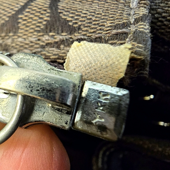 Dark Brown Coach Purse With Leather Trim - Picture 10 of 11